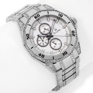 179 095 bulova men s round case crystal accented bracelet watch rating