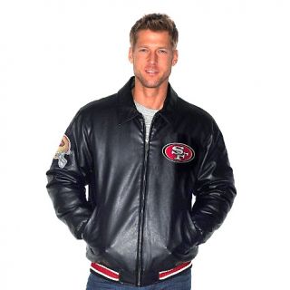 193 076 g iii nfl fashion leather like jacket with chenille logos