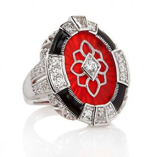 Xavier Absolute™ Oval Ruby Color Frosted Crystal and Enamel Ring at