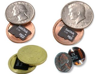  Spy Coin Real Quarter Euro Half Dollar Nickle Micro SD Card Spy