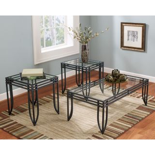 ASHLEY EXETER 3IN1 TABLE PACK METAL AND GLASS FURNITURE 