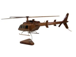 Bell 407 Jet Ranger Helicopter Air EVAC EMS Wooden Mahogany Wood Model