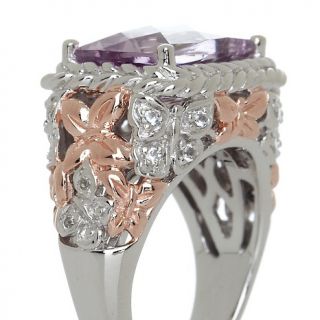 Victoria Wieck 4.65ct 2 Tone Pink Amethyst and White Topaz Ring