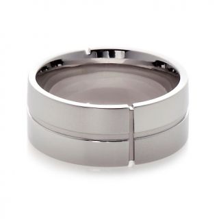 215 189 men s stainless steel satin and polished blocked band ring
