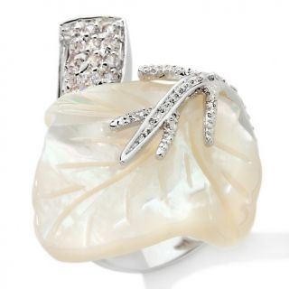 Justine Simmons Jewelry Mother of Pearl CZ Leaf Ring at