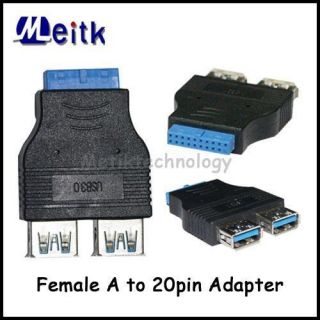   USB 3 0 Type A Female Port HUB to Motherboard 20Pin Header Adapter