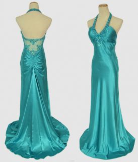 FAVIANA COUTURE $340 Aqua Pageant Prom Evening Gown NWT (Size 0, 3, 5