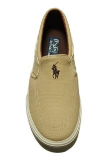 Polo by Ralph Lauren Mens Shoes Faxon Slip on Khaki Canvas Sneakers