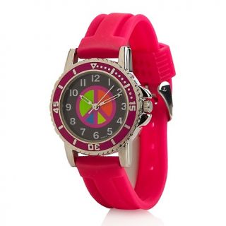 201 475 strawberry scented fuchsia jelly band peace sign dial mood