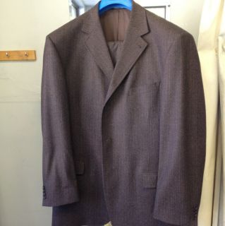 EXTREMA BY ZANETTI Brown With Tan And Blue Stripe SUPER 140s WOOL SUIT