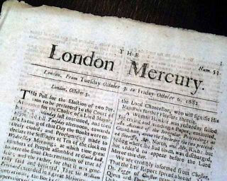 RARE British 17th Century London England 1682 Newspaper