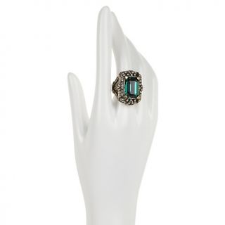 Heidi Daus Green with Envy Octagonal Crystal Accented Frame Ring at