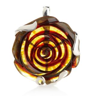 219 789 age of amber carved amber rose sterling silver pendant rating