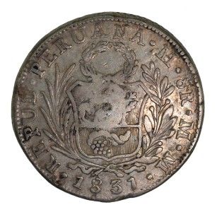 Philippines Ferdinand VII Silver 8 Reales C s F 7 O on Peru 8 Reales