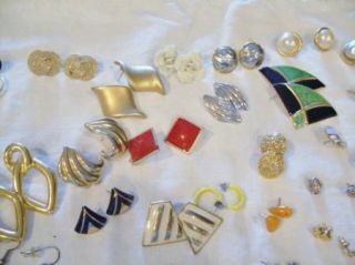52 Pairs Of Pierced Earrings Vintage Avon + Other Designers Costume