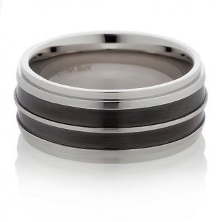 214 417 stainless steel and black ip 9mm striped wedding band ring