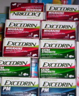  NEW SEALED LOT OF 57 BOXES EXCEDRIN MIGRAINE PAIN RELIEVER EXP 7 2013