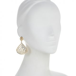 Bellezza Ordito Diamond Accented Yellow Bronze Teardrop Weave Earri