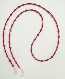 Ruby Red glass beaded eyeglass chain cord holder Leash Lanyard