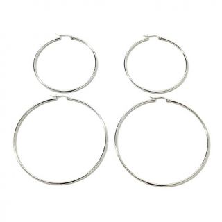 209 541 stately steel set of 2 small and large hoop earrings note