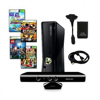 XBOX 360 Slim 4GB Kinect Bundle with 4 Games, Charger and More
