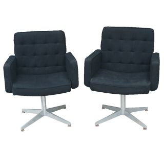  swivel executive lounge chairs upholstery black suede seat and back