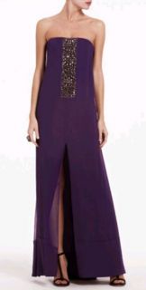 478 BCBG Persian Purple Exene Beaded Strapless Silk Long Dress 6