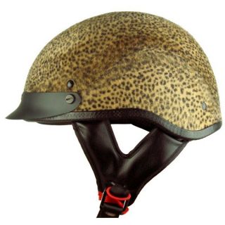  Cheetah Animal Print Fur Felt Bike Motorcycle Half Helmet L