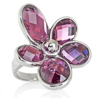 205 584 stately steel stately steel oval crystal flower design ring