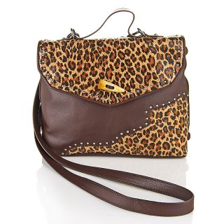 210 726 chi by falchi leather satchel with leopard print trim rating
