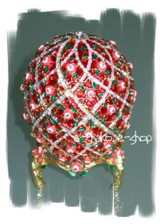 Russian Jewelry Egg Box Faberge Tradition Red Flowers