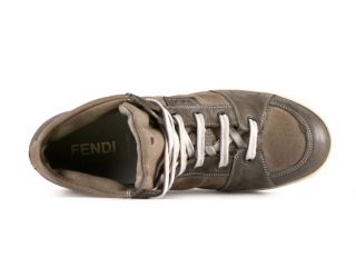 Fendi men high sneakers shoes in Light Brown Cotton Size US 9.5   EU