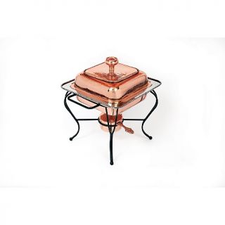 Copper Plated Square Chafing Dish with Stand   2 Quart