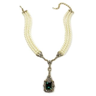 218 953 heidi daus green with envy 3 row simulated pearl and crystal y