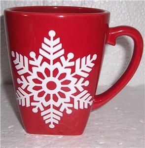 Bath & Body Works Large Red Xmas Holiday Mug With Snowflakes