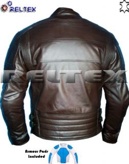 Harley David Classic Style Brown Motorcycle CE Armoured Leather Jacket