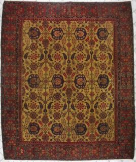 10x12 Gold Burgundy Antique 1910 Indian Oriental Wool Area Rug Carpet