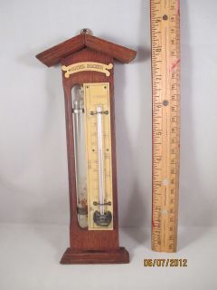 Antique English Oak Cottage Barometer with Fahrenheit Thermometer