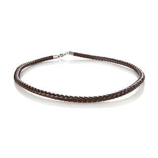 227 078 men s stainless steel and leather wire woven necklace rating