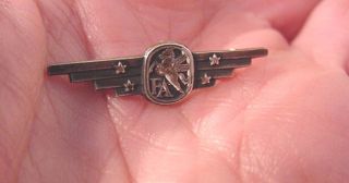  Aircraft Sterling Silver Wings Lapel Pin with Pegasus Signed Fetting