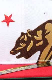 Dissizit The Side Bear Snapback Cap in White Red