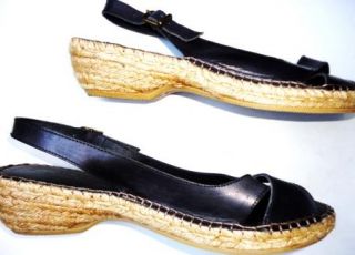 ERIC MICHAEL BLACK SLINGBACK SANDALS Womens Shoes Size 9   9.5