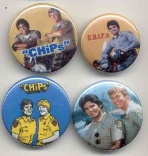 CHIPs Erik Estrada buttons 70s 80s tv police cop show American pop