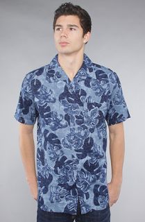 Pendleton The Short Sleeve Camp Buttondown Shirt in Blue Vintage Leaf