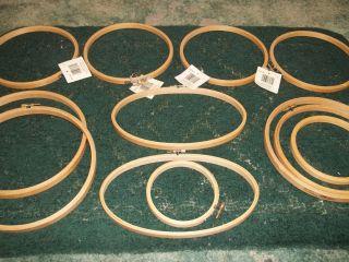 Embroidery Wood Rings Hoops Cross Stich Needlepoint Lot of 12