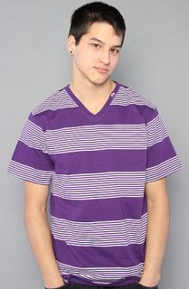 LRG Core Collection The Core Collection Striped VNeck Tee in Purple