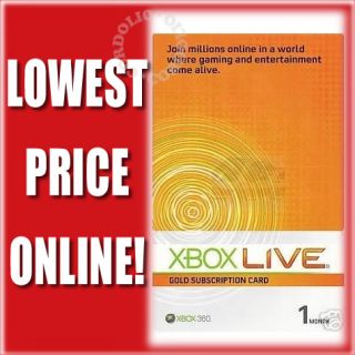 Xbox Gold Live 1 One Month Subscription Card Code New