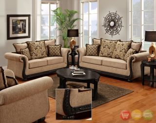  Sofa Love Seat Living Room Furniture Set Taupe Chenille New