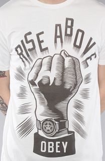 Obey The Rise Above Fist Thrift Tee in Light Grey