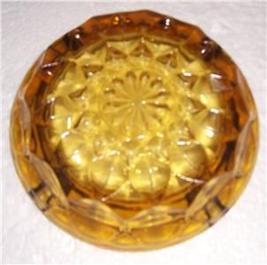 Vintage Anchor Hocking Amber Glass Fairfield Pattern Ashtray